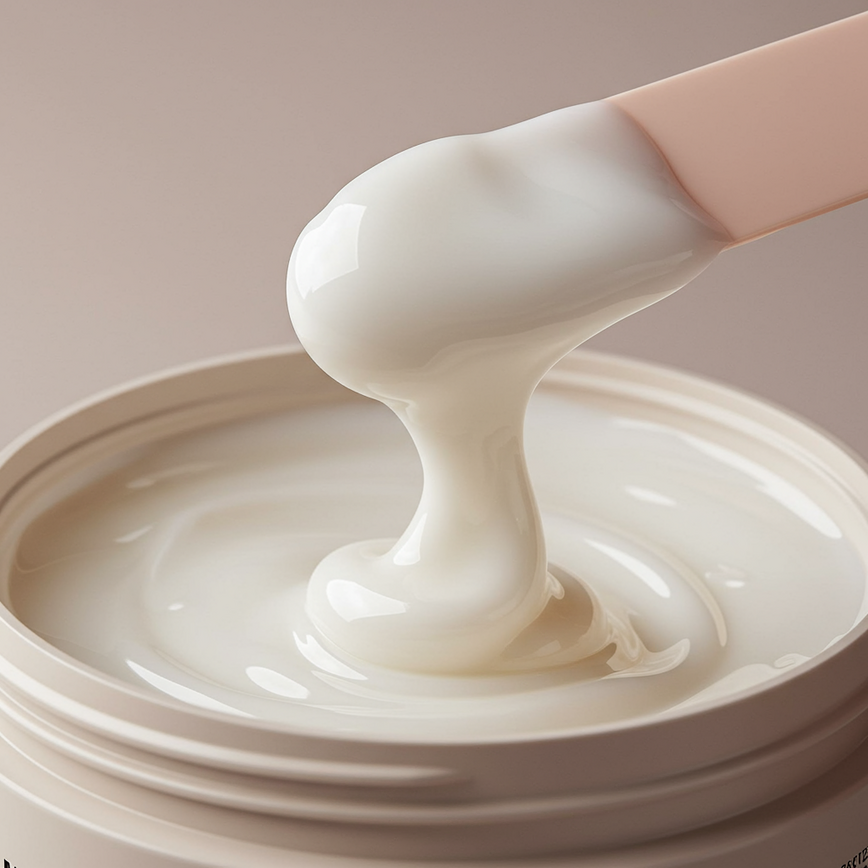 To visually represent the rich, creamy texture of the mask, emphasizing its quality and the application step.